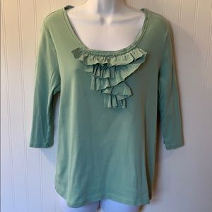 Loft 3/4 Length Sleeve Top with Ruffles Size XL